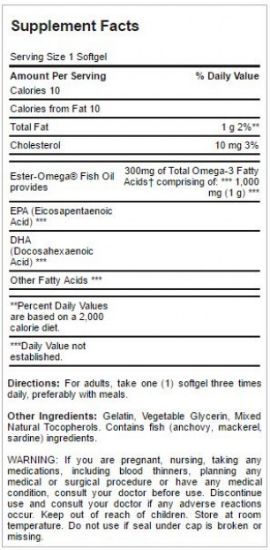 Picture of  Omega-3 Fish Oil 1000 mg (300 mg Active Omega-3) 100 Softgels
