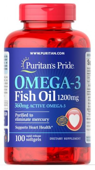 Picture of Omega-3 Fish Oil 1200 mg (360 mg Active Omega-3) 100 Softgels