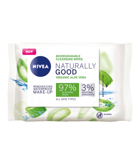 Picture of Nivea Naturally Good Aloe Vera Bio Biodegradable Cleansing Wipes x25